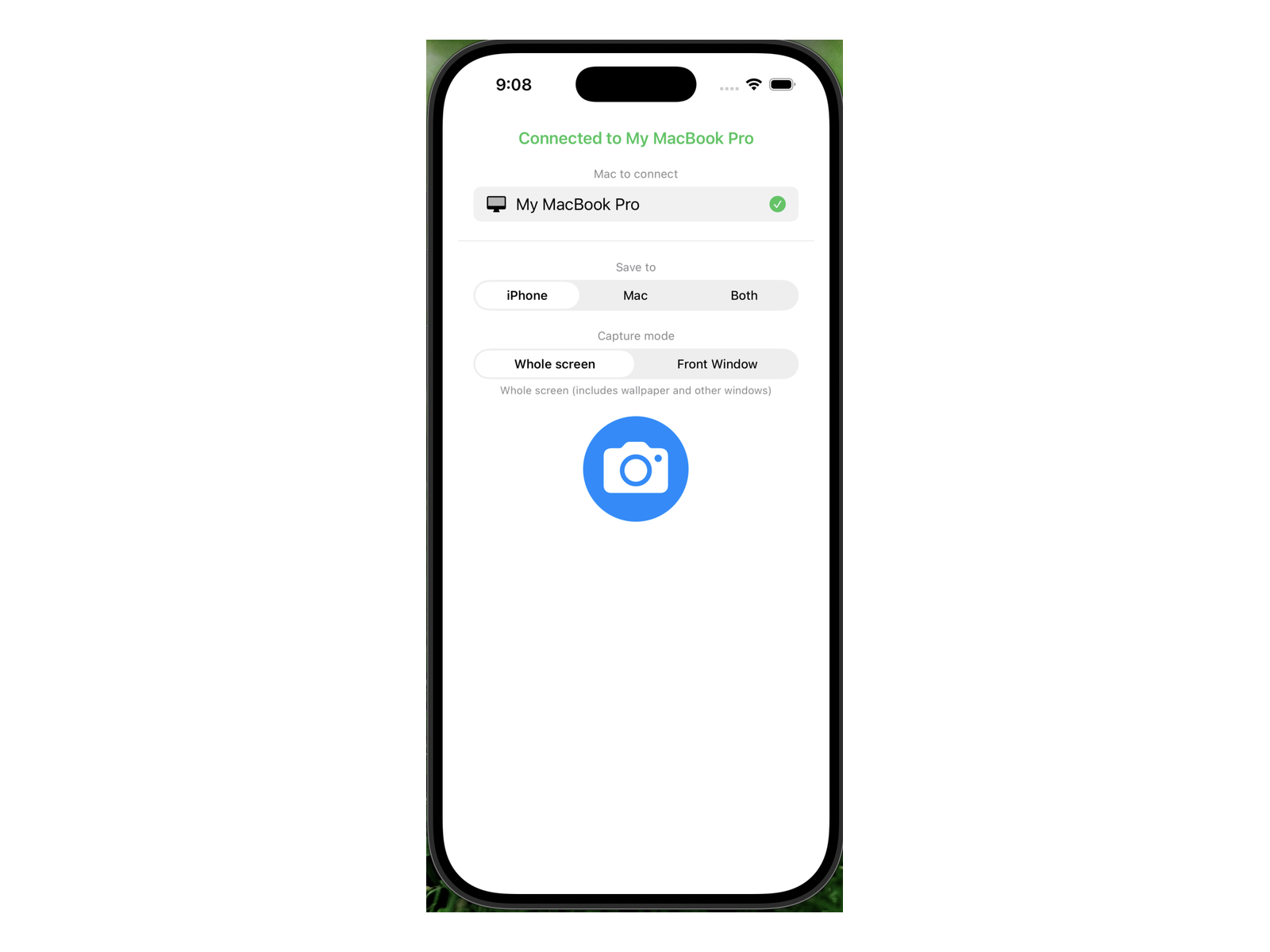 Screenshot arriving on iPhone